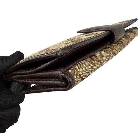 Gucci Lovely Brown Canvas Leather Long Wallet
