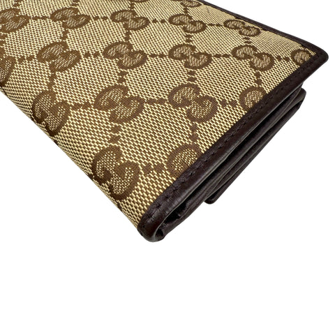 Gucci Lovely Brown Canvas Leather Long Wallet