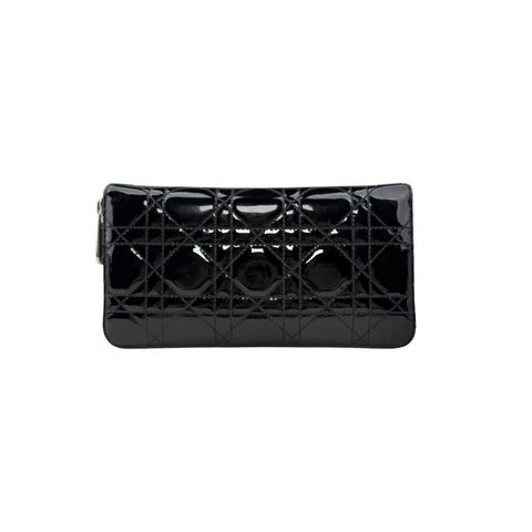 Pre-owned Dior Cannage Patent Lady Dior Wallet Black main image