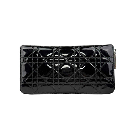 Dior Cannage Patent Lady Dior Wallet Black