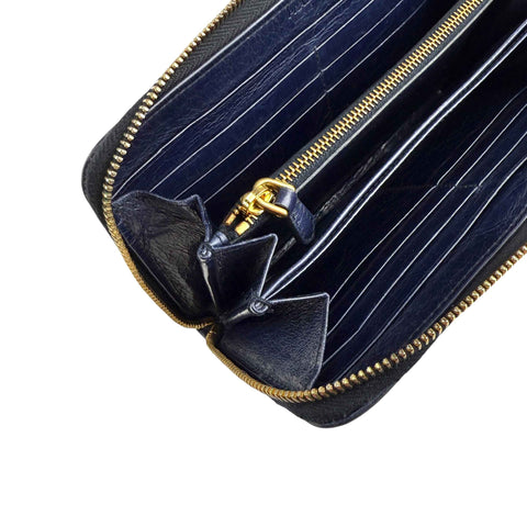 Prada calfskin zip around wallet