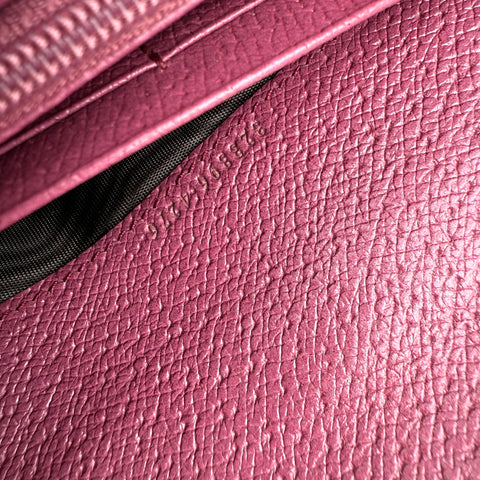 Gucci Calfskin GG Monogram Continental Wallet Beige Fuchsia