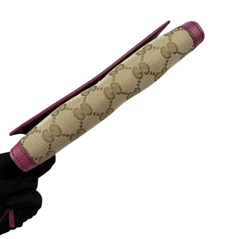 Gucci Calfskin GG Monogram Continental Wallet Beige Fuchsia