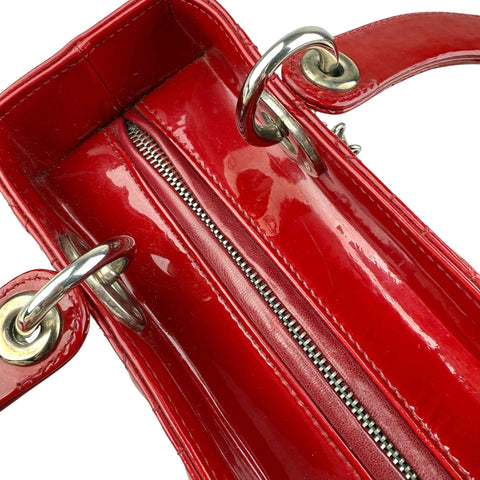 Christian Dior Lady Dior - Medium in Red, Cannage Quilted Patent