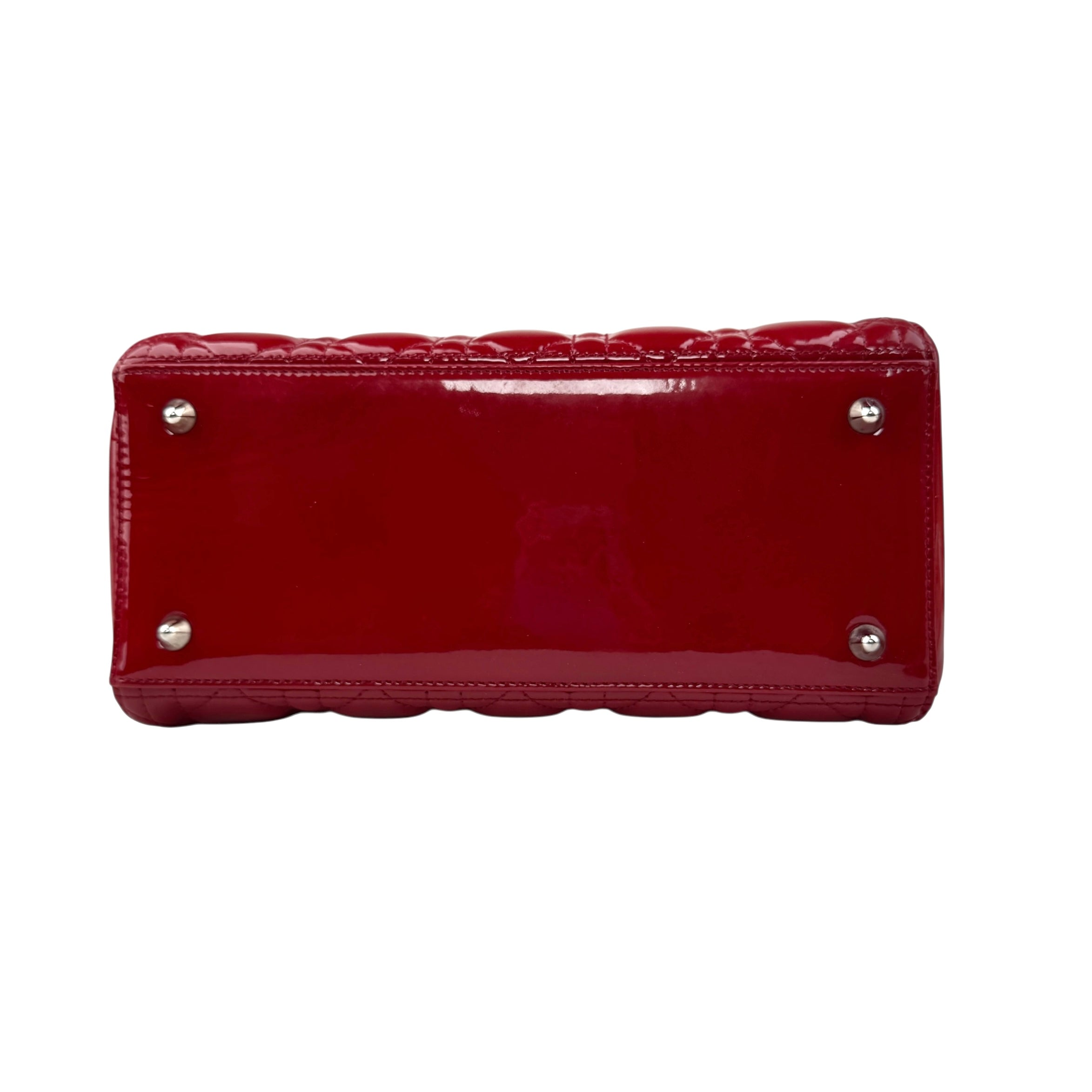 Pre-owned Christian Dior Lady Dior - Medium in Red, Cannage Quilted Patent