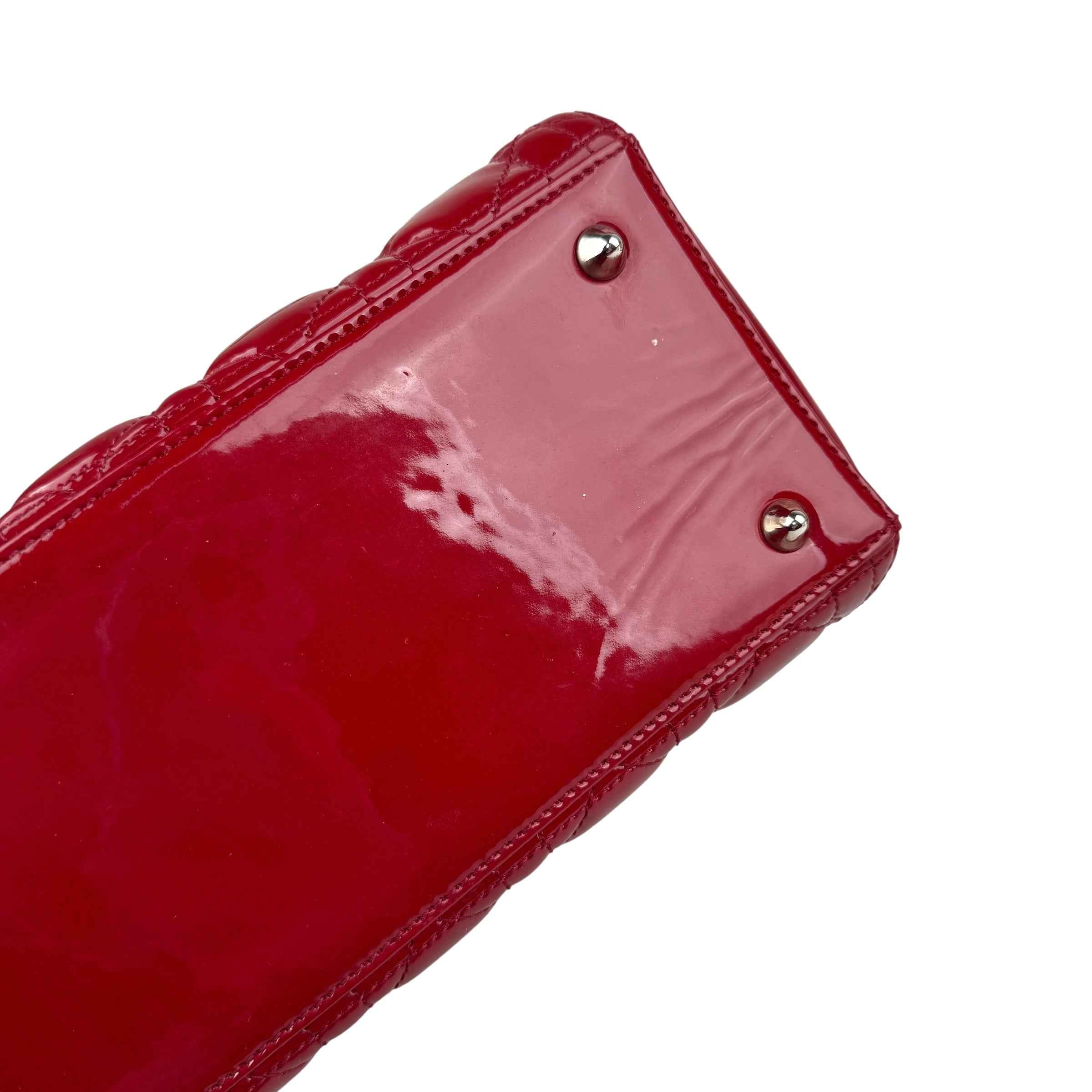 Christian Dior Lady Dior - Medium in Red, Cannage Quilted Patent