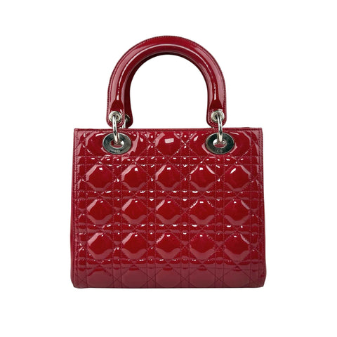 Christian Dior Lady Dior - Medium in Red, Cannage Quilted Patent