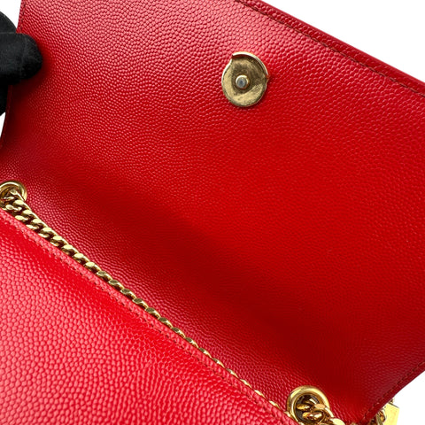 Saint Laurent Eros Red Grained Leather Monogram Kate Flap Bag