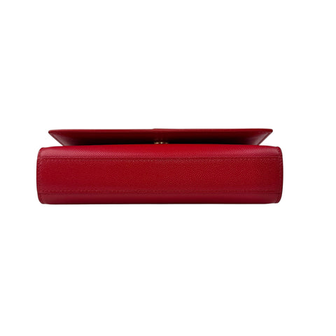 Saint Laurent Eros Red Grained Leather Monogram Kate Flap Bag