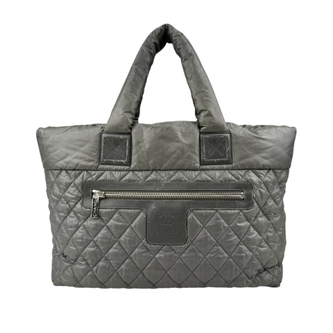 chanel coco cocoon nylon khaki tote bag back