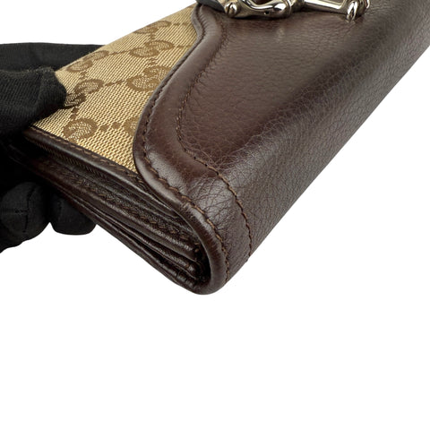 Pre-owned Gucci Horsebit 1955 Leather/Cloth Wallet wallet