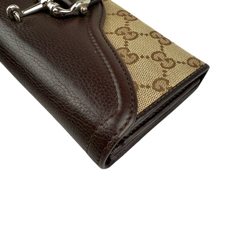 Pre-owned Gucci Horsebit 1955 Leather/Cloth Wallet wallet