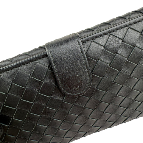 Pre-owned Bottega Veneta Black Intrecciato Woven Nappa Leather Continental Wallet wallet