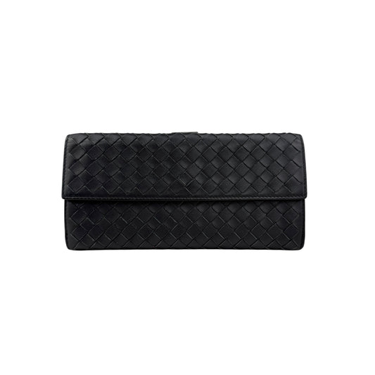 Pre-owned Bottega Veneta Black Intrecciato Woven Nappa Leather Continental Wallet wallet main image