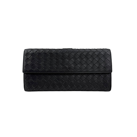 Pre-owned Bottega Veneta Black Intrecciato Woven Nappa Leather Continental Wallet wallet main image