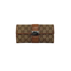 Pre-owned Gucci Beige/Tan GG Canvas and Leather Continental Wallet wallet main image