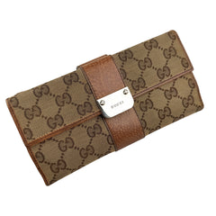 Pre-owned Gucci Beige/Tan GG Canvas and Leather Continental Wallet wallet