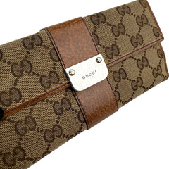 Pre-owned Gucci Beige/Tan GG Canvas and Leather Continental Wallet wallet