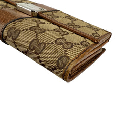 Pre-owned Gucci Beige/Tan GG Canvas and Leather Continental Wallet wallet