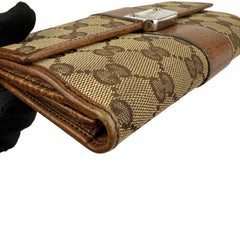 Pre-owned Gucci Beige/Tan GG Canvas and Leather Continental Wallet wallet