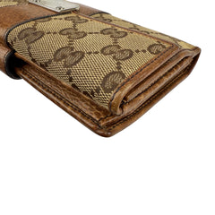 Pre-owned Gucci Beige/Tan GG Canvas and Leather Continental Wallet wallet