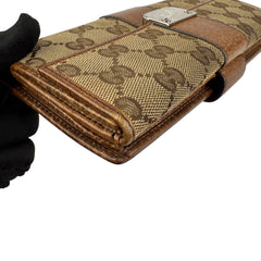 Pre-owned Gucci Beige/Tan GG Canvas and Leather Continental Wallet wallet