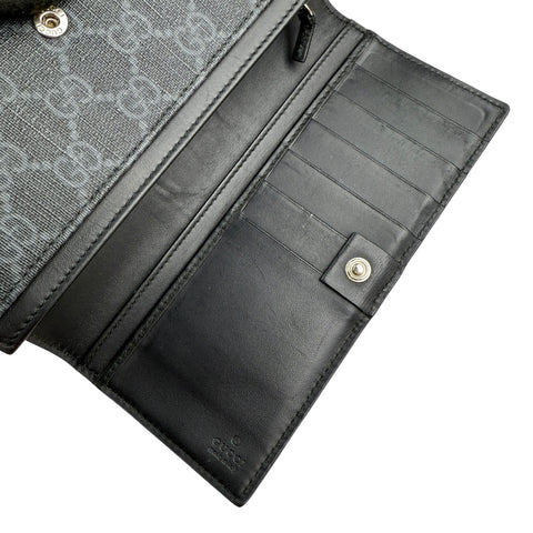 Pre-owned Gucci Black Canvas GG Supreme Web Zip Around Wallet wallet
