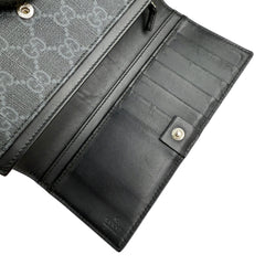 Pre-owned Gucci Black Canvas GG Supreme Web Zip Around Wallet wallet