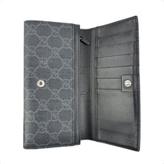 Pre-owned Gucci Black Canvas GG Supreme Web Zip Around Wallet wallet