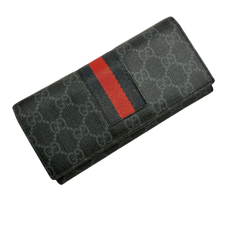 Pre-owned Gucci Black Canvas GG Supreme Web Zip Around Wallet wallet
