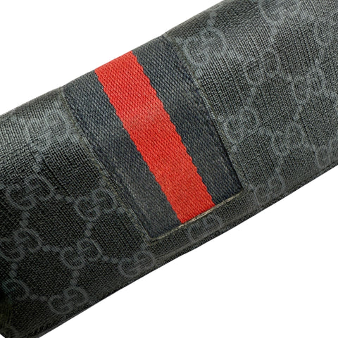 Pre-owned Gucci Black Canvas GG Supreme Web Zip Around Wallet wallet
