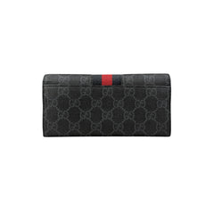 Pre-owned Gucci Black Canvas GG Supreme Web Zip Around Wallet wallet back view