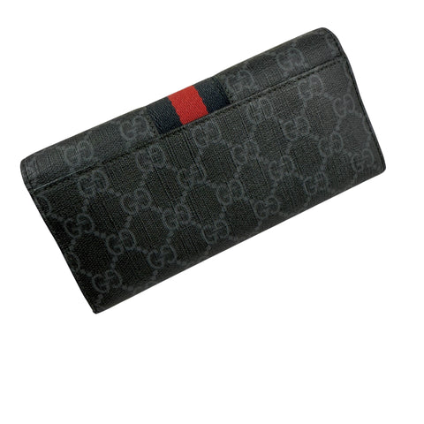 Pre-owned Gucci Black Canvas GG Supreme Web Zip Around Wallet wallet
