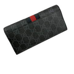 Pre-owned Gucci Black Canvas GG Supreme Web Zip Around Wallet wallet