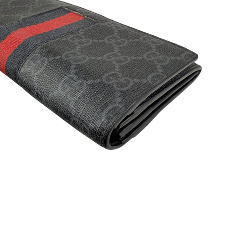Pre-owned Gucci Black Canvas GG Supreme Web Zip Around Wallet wallet