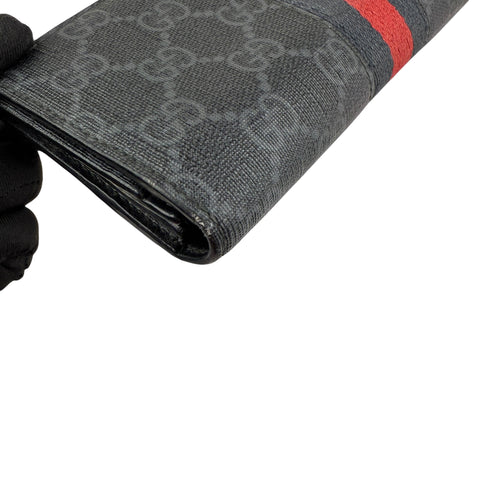 Pre-owned Gucci Black Canvas GG Supreme Web Zip Around Wallet wallet