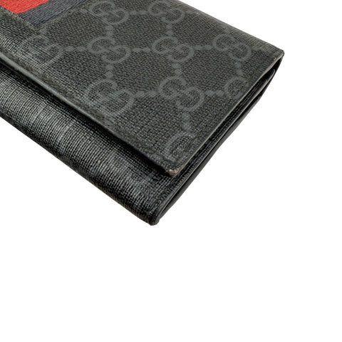 Pre-owned Gucci Black Canvas GG Supreme Web Zip Around Wallet wallet