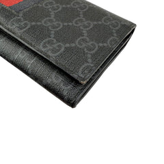 Pre-owned Gucci Black Canvas GG Supreme Web Zip Around Wallet wallet