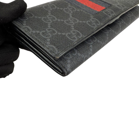 Pre-owned Gucci Black Canvas GG Supreme Web Zip Around Wallet wallet