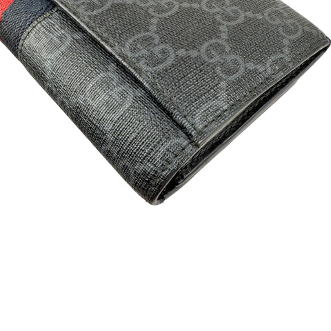 Pre-owned Gucci Black Canvas GG Supreme Web Zip Around Wallet wallet