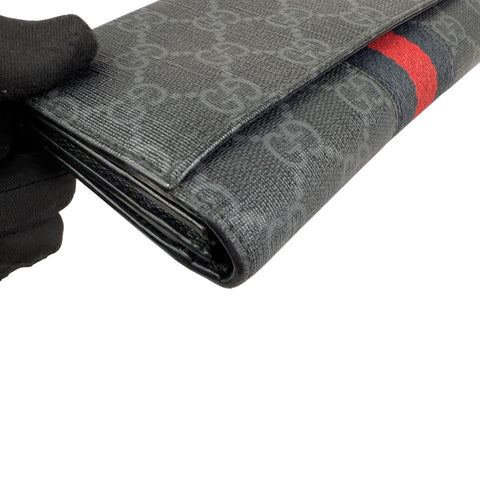 Pre-owned Gucci Black Canvas GG Supreme Web Zip Around Wallet wallet