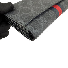 Pre-owned Gucci Black Canvas GG Supreme Web Zip Around Wallet wallet