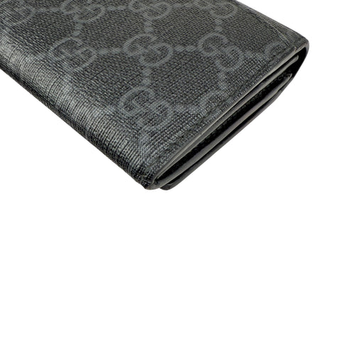 Pre-owned Gucci Black Canvas GG Supreme Web Zip Around Wallet wallet
