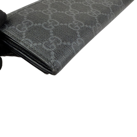 Pre-owned Gucci Black Canvas GG Supreme Web Zip Around Wallet wallet