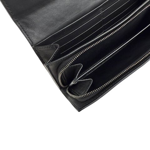 Pre-owned Bottega Veneta Black Intrecciato Woven Nappa Leather Continental Wallet wallet