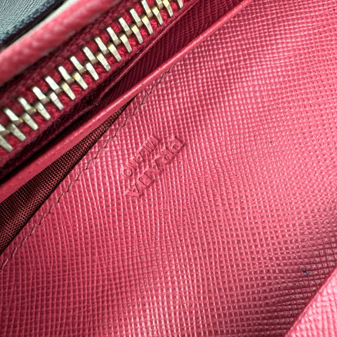 Pre-owned Prada Brand-plaque large saffiano leather wallet wallet