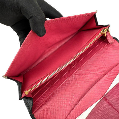 Pre-owned Prada Brand-plaque large saffiano leather wallet wallet