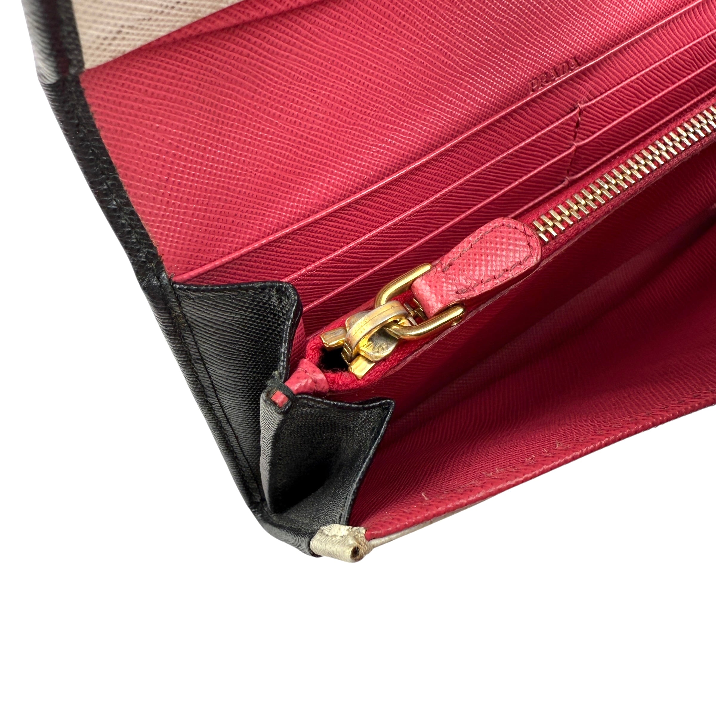 Pre-owned Prada Brand-plaque large saffiano leather wallet wallet