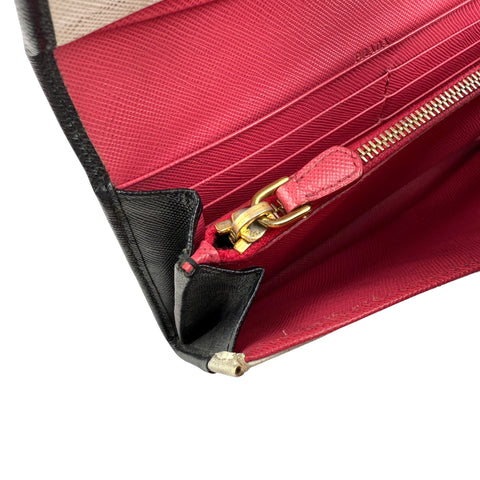 Pre-owned Prada Brand-plaque large saffiano leather wallet wallet