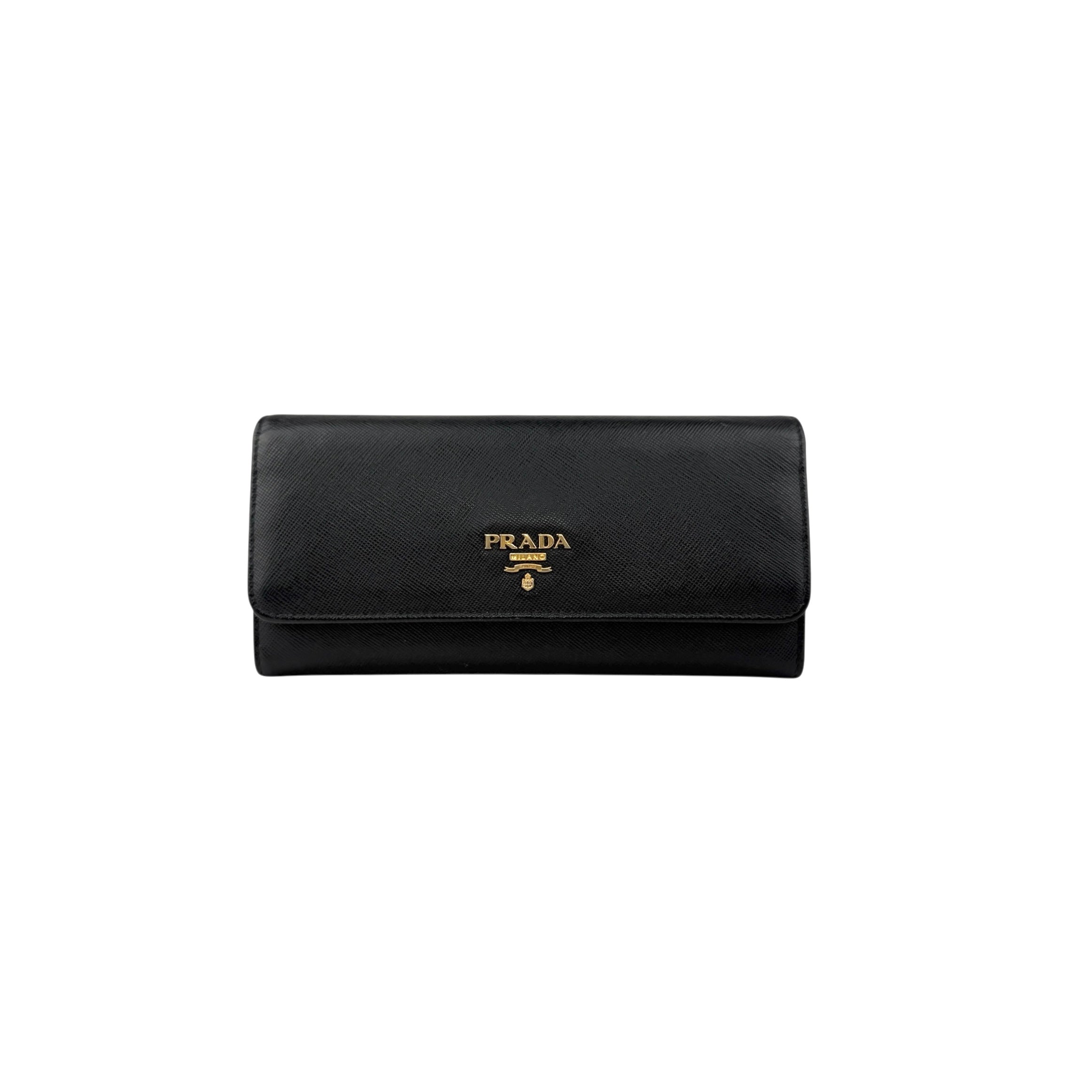 Pre-owned Prada Brand-plaque large saffiano leather wallet wallet main image